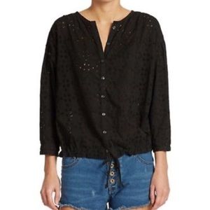 Free People Black Eyelet Blouse